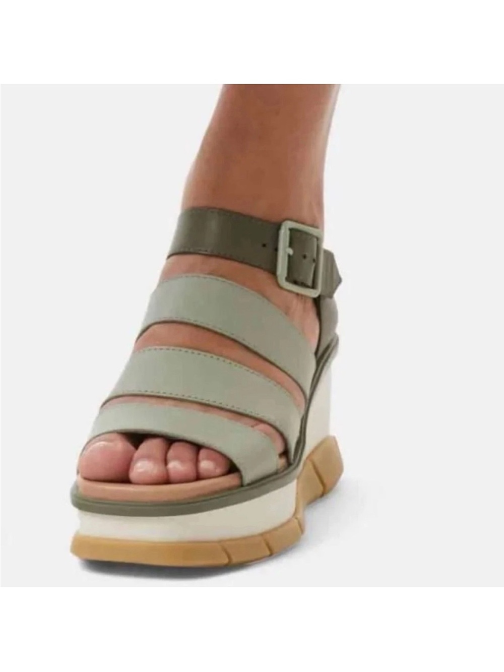 SOREL Joanie III Ankle Strap Wedge Platform Sandal Safari, Gum 16 Size 7